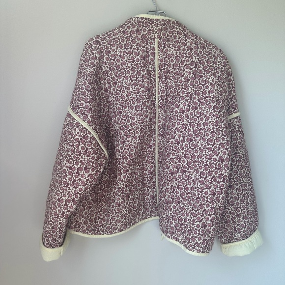 Free People Chloe Women's quilted Jacket - burgundy and butter yellow s - Picture 4 of 4